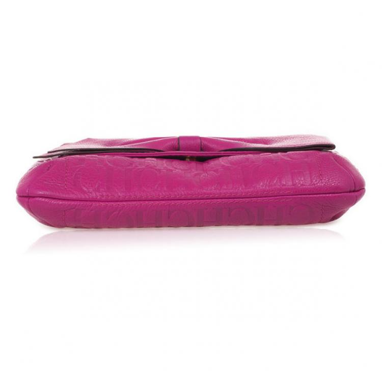Pre Owned Carolina Herrera ‘Holly’ Fuschia Monogram Embossed Bag