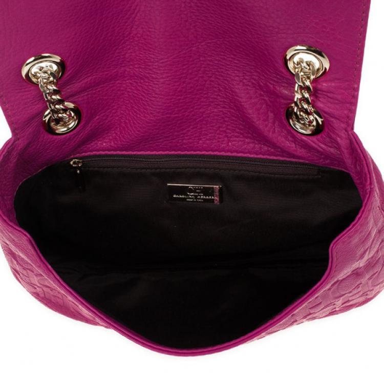 Pre Owned Carolina Herrera ‘Holly’ Fuschia Monogram Embossed Bag