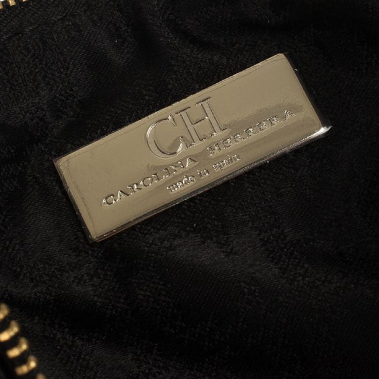 Pre Owned Carolina Herrera Black Quilted Leather Wristlet