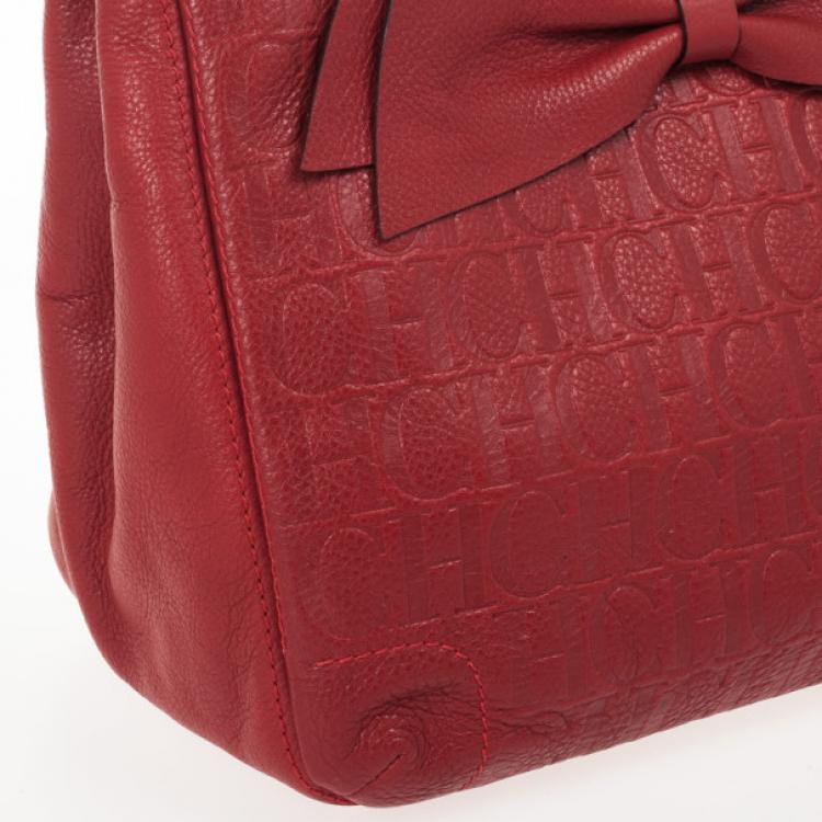 مملوكة مسبقًا Carolina Herrera Red Monogram Embossed 'New Anna' Tote