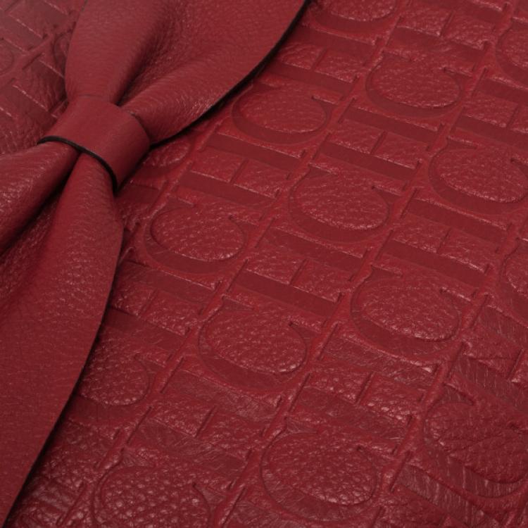 مملوكة مسبقًا Carolina Herrera Red Monogram Embossed 'New Anna' Tote