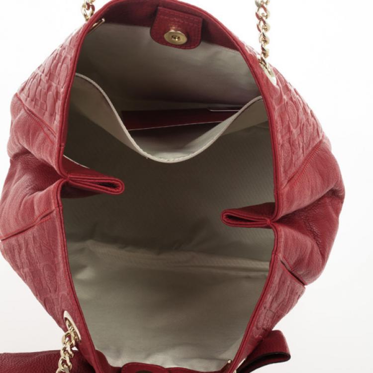 مملوكة مسبقًا Carolina Herrera Red Monogram Embossed 'New Anna' Tote