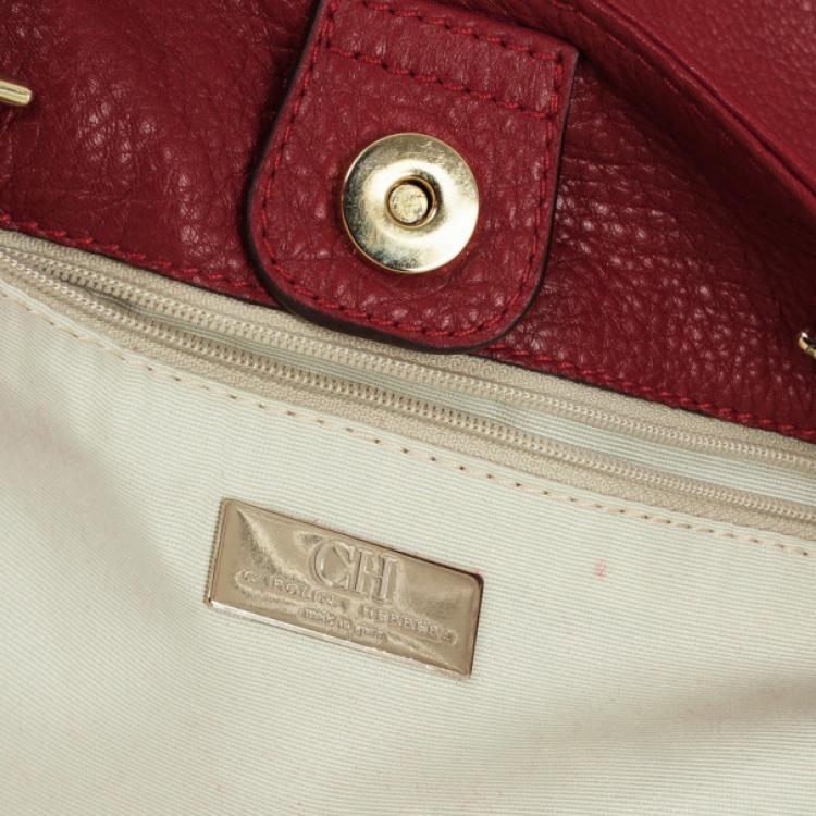 مملوكة مسبقًا Carolina Herrera Red Monogram Embossed 'New Anna' Tote