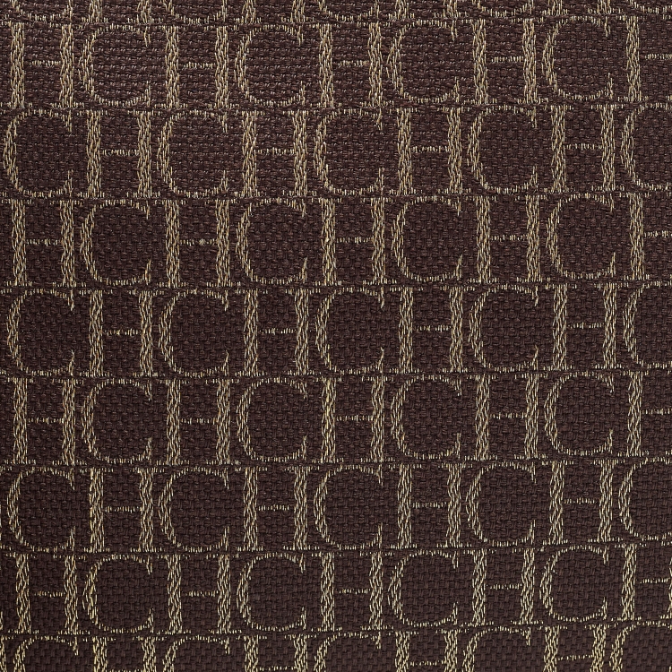 Pre Owned Carolina Herrera Burgundy/Dark Brown Monogram Canvas and Leather Flat Pouch