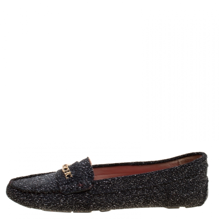 black glitter moccasins