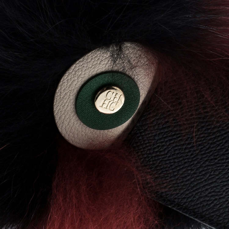 Pre Owned دلاية حقائب كارولينا هيريرا توكي فرو أحمر/أسود