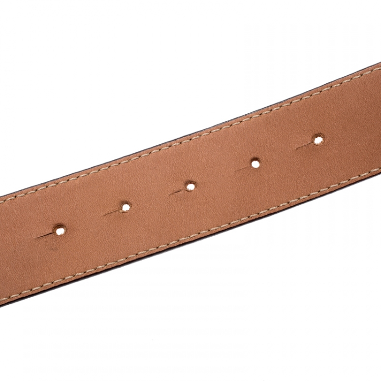 Pre Owned Carolina Herrera Red Leather Round Logo Belt 80CM