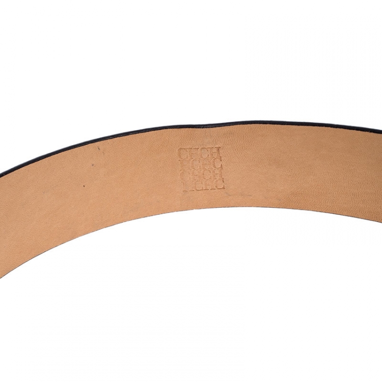 Pre Owned  Carolina Herrera Black Leather CHHC Belt 85CM