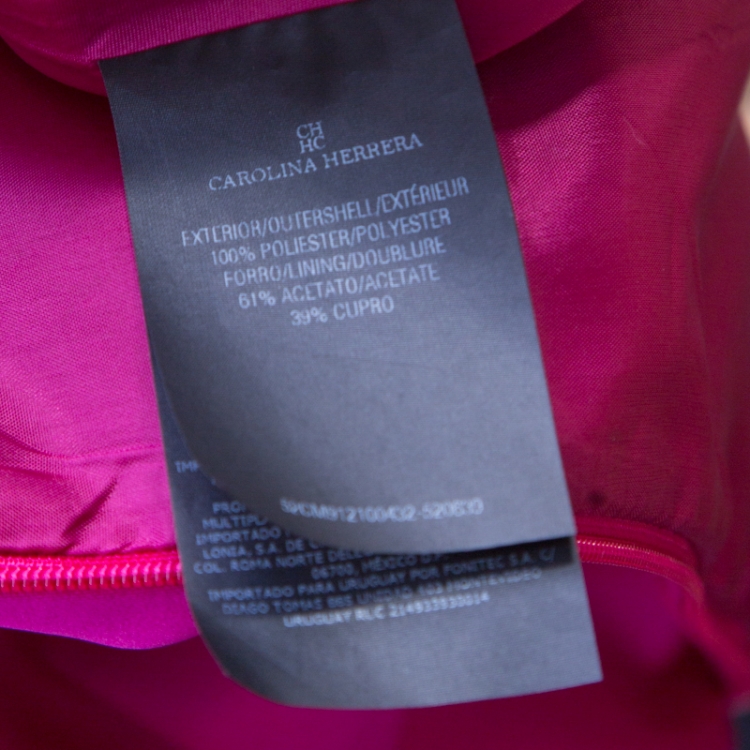 Pre Owned Carolina Herrera Fuchsia Sleeveless Belted Fit and Flare Dress S