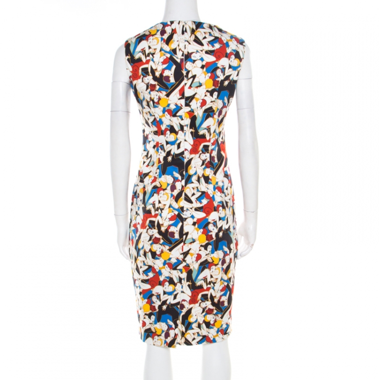 Pre Owned Carolina Herrera Archive Collection Tango Dancer Print Sleeveless Sheath Dress S