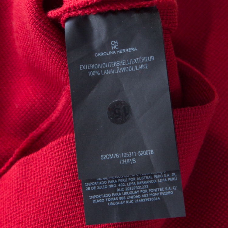 Pre Owned Carolina Herrera Red Stretch Wool Peplum Dress S