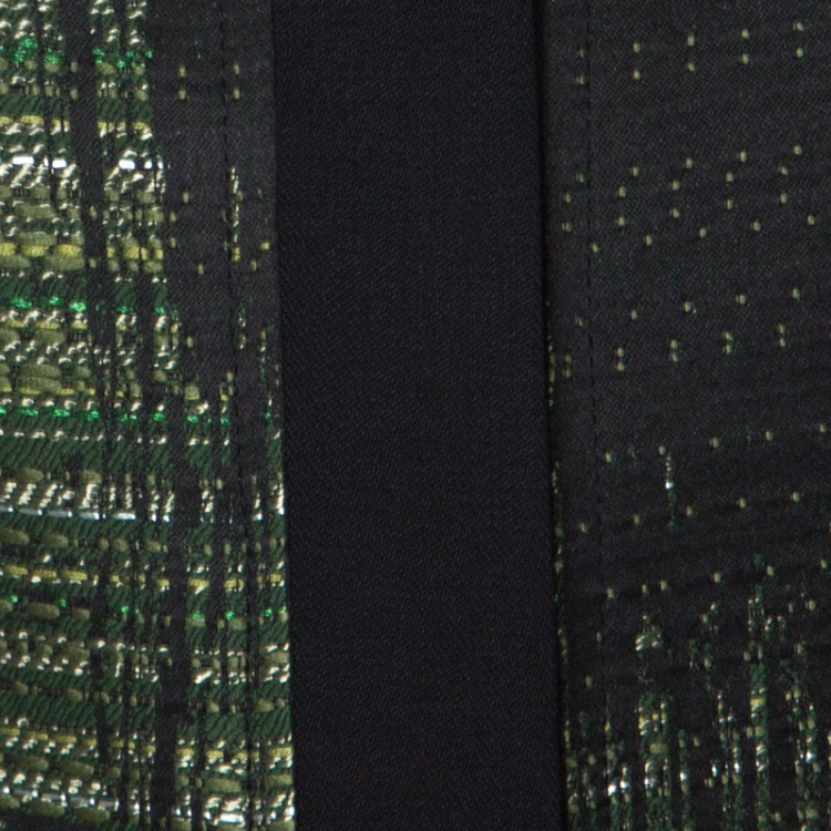 Pre Owned Carolina Herrera Green and Black Jacquard Button Front Jacket XL