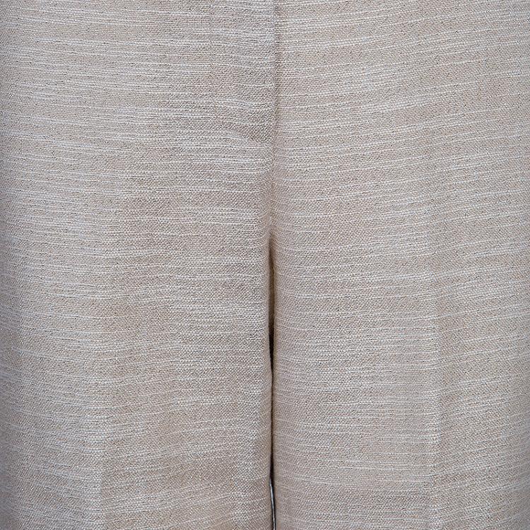 Pre Owned Carolina Herrera Beige Metallic Pant Suit M