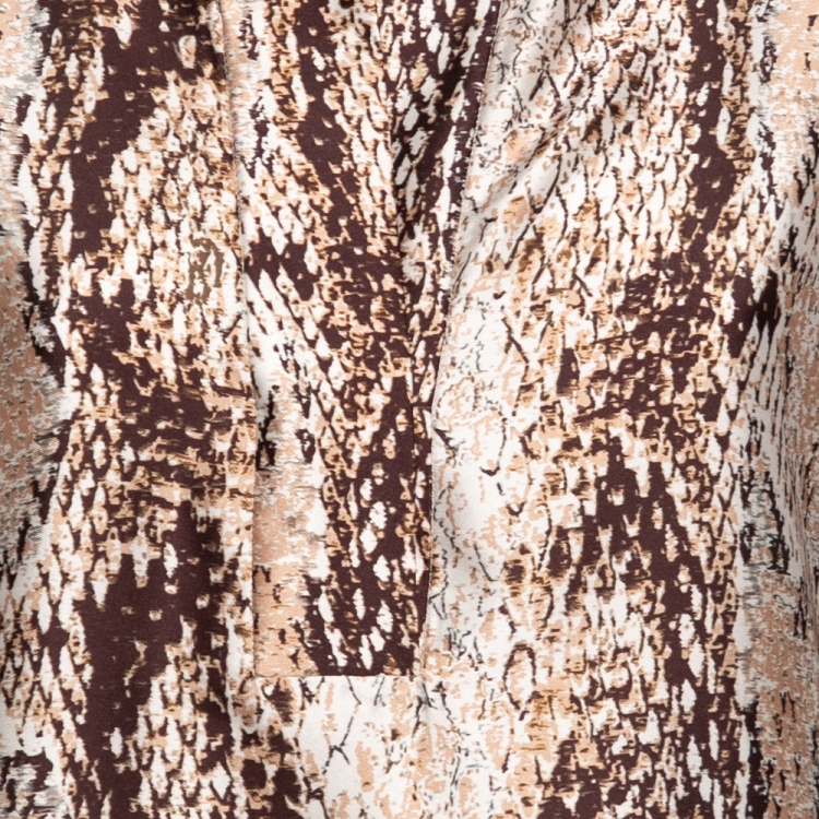 Pre Owned CH Carolina Herrera Brown Python Printed Top S
