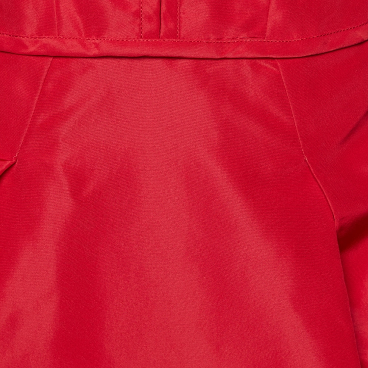 Pre Owned Carolina Herrera Red Silk Off-The-Shoulder Gown L