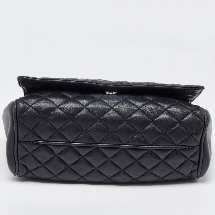 Pre Owned Carolina Herrera Black Quilted Leather Flap Chain Shoulder Bag