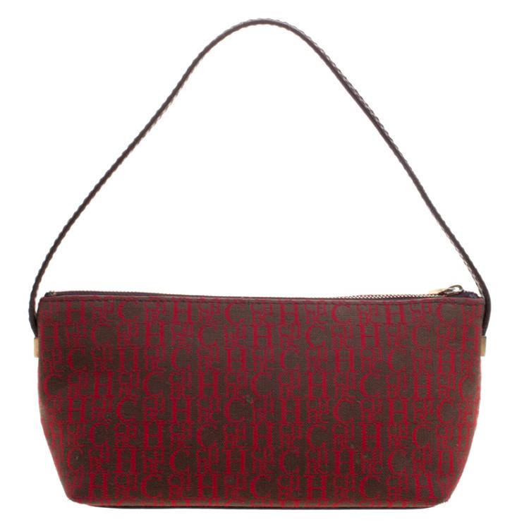 Pre Owned حقيبة ماكياج صغيرة كارولينا هيريرا كانفاس بنية/ حمراء