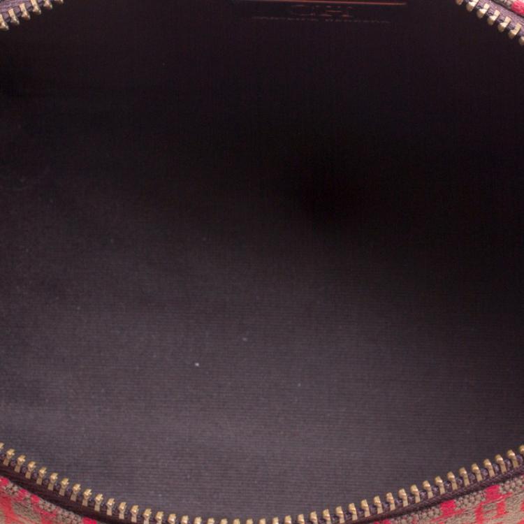Pre Owned حقيبة ماكياج صغيرة كارولينا هيريرا كانفاس بنية/ حمراء