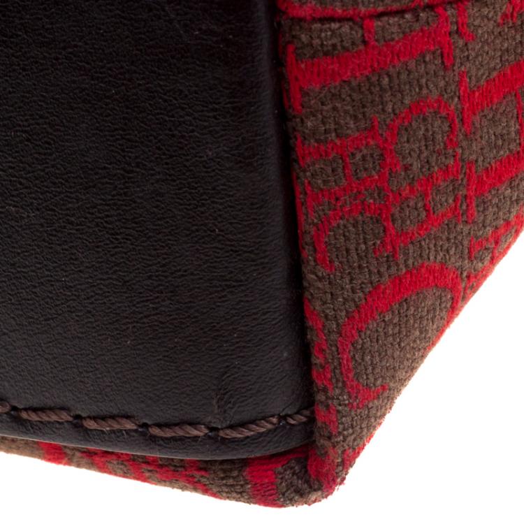 Pre Owned حقيبة ماكياج صغيرة كارولينا هيريرا كانفاس بنية/ حمراء