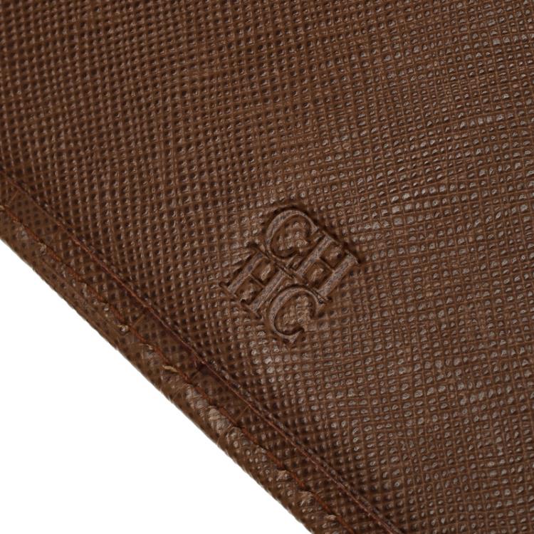 Pre Owned Carolina Herrera Brown Monogram Leather Continental Wallet