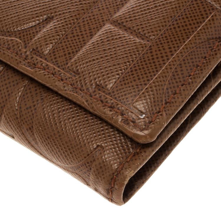 Pre Owned Carolina Herrera Brown Monogram Leather Continental Wallet