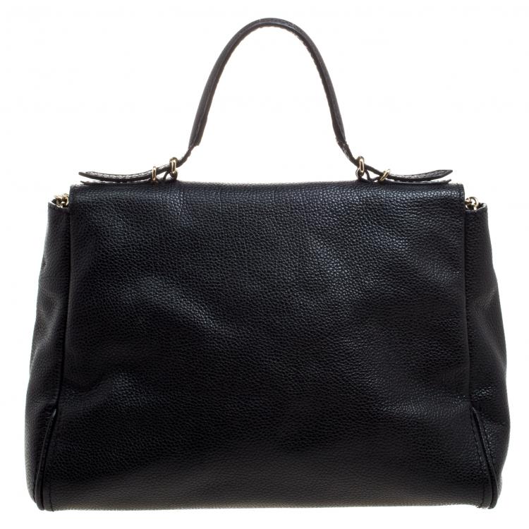 Pre Owned Carolina Herrera Black Leather Shoulder Bag