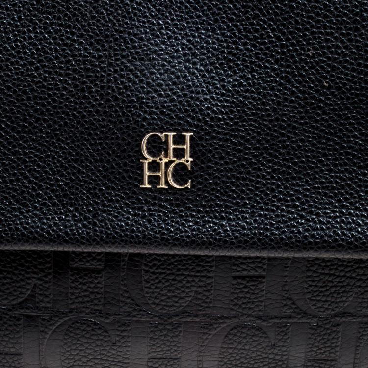 Pre Owned Carolina Herrera Black Leather Shoulder Bag