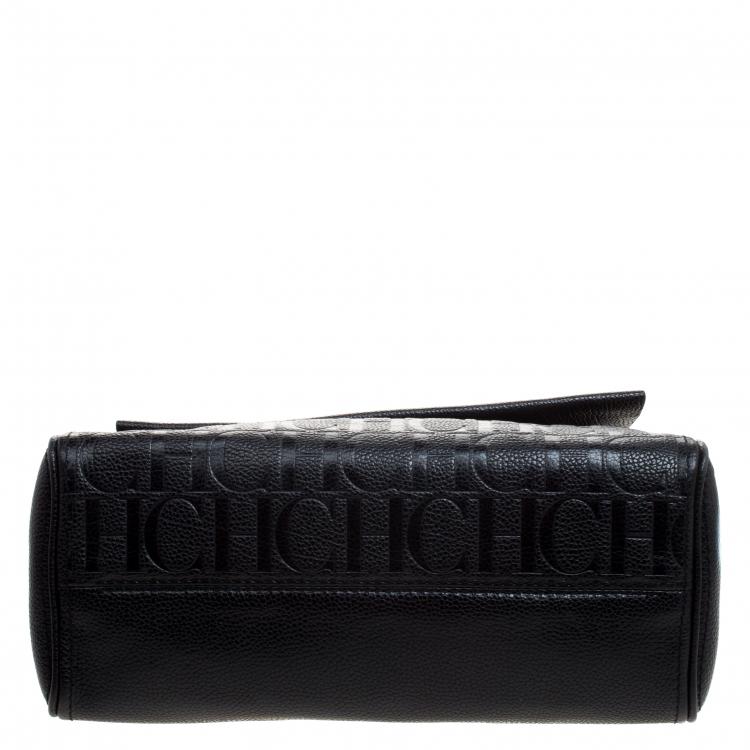 Pre Owned Carolina Herrera Black Leather Shoulder Bag