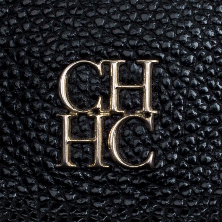Pre Owned Carolina Herrera Black Leather Shoulder Bag
