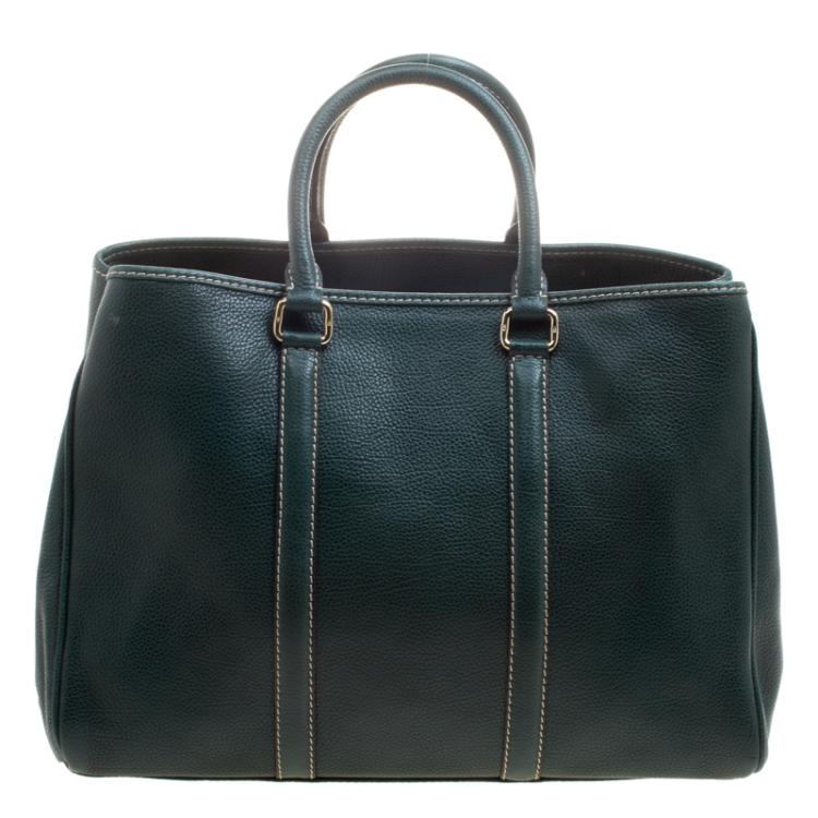 Pre Owned Carolina Herrera Dark Green Leather Matteo Satchel
