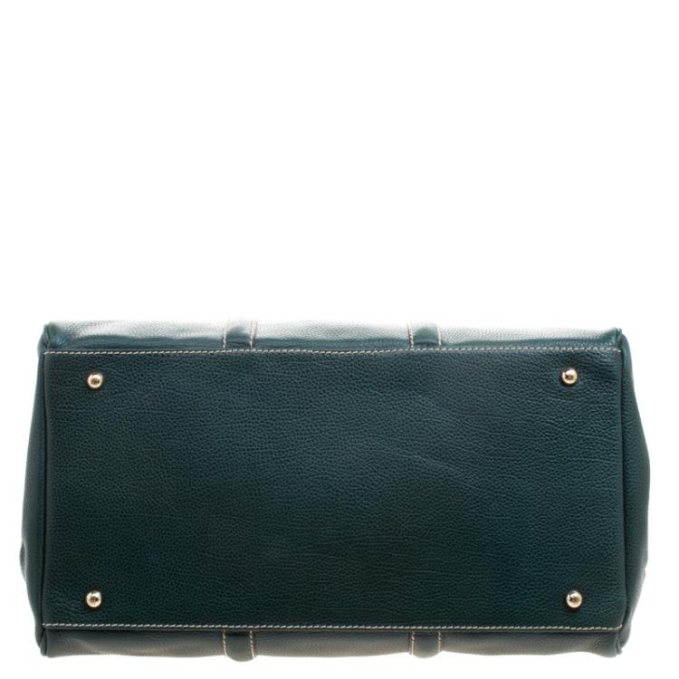 Pre Owned Carolina Herrera Dark Green Leather Matteo Satchel