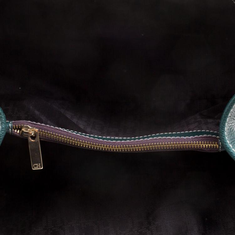 Pre Owned Carolina Herrera Dark Green Leather Matteo Satchel