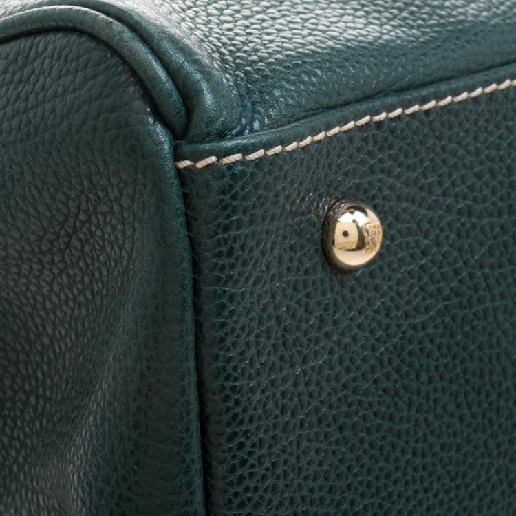 Pre Owned Carolina Herrera Dark Green Leather Matteo Satchel