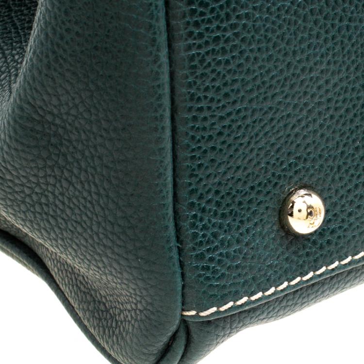 Pre Owned Carolina Herrera Dark Green Leather Matteo Satchel