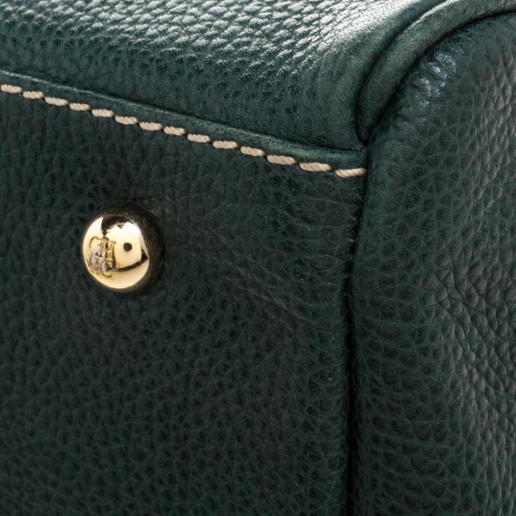Pre Owned Carolina Herrera Dark Green Leather Matteo Satchel