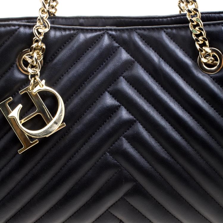 Pre Owned Carolina Herrera Black Quilted Leather Tote