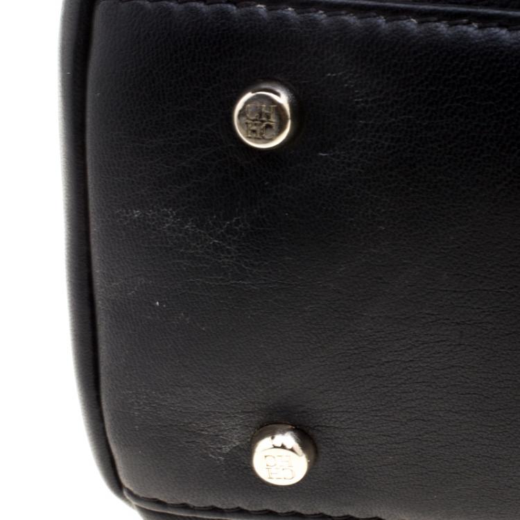 Pre Owned Carolina Herrera Black Quilted Leather Tote