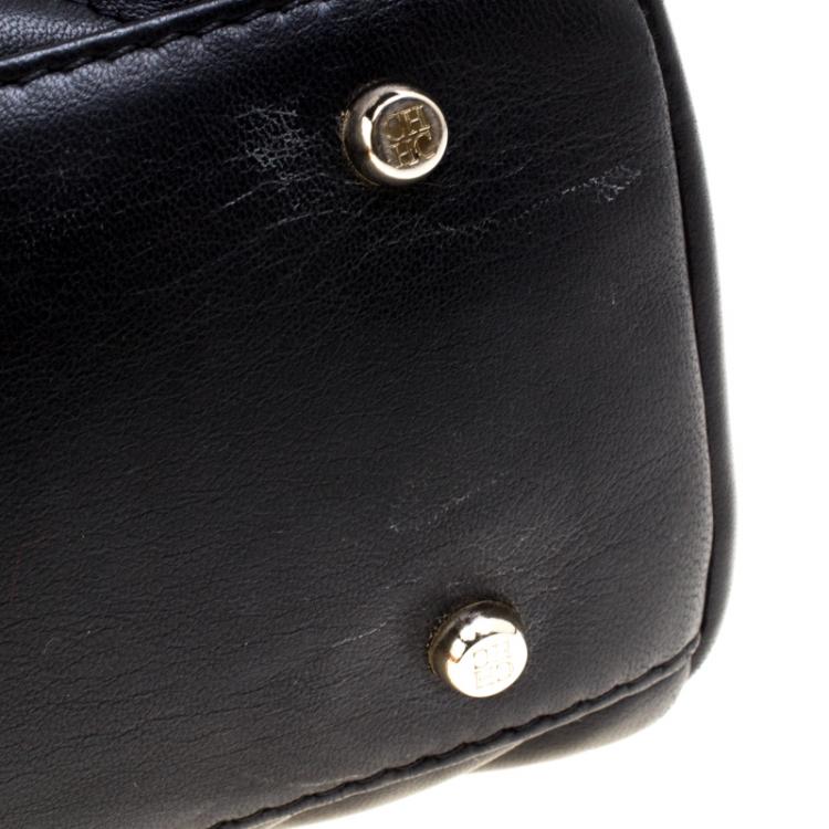 Pre Owned Carolina Herrera Black Quilted Leather Tote