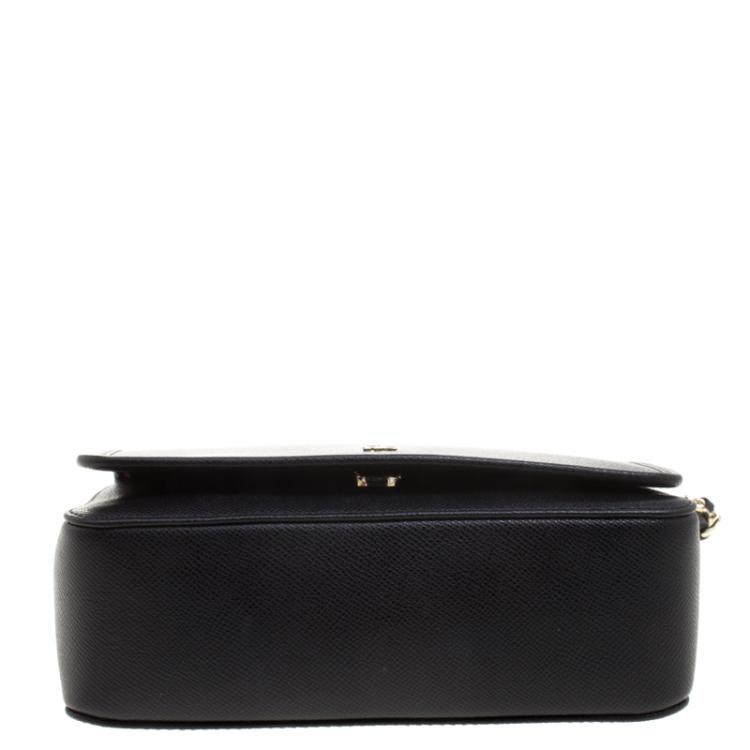 Pre Owned Carolina Herrera Black Leather Flap Shoulder Bag