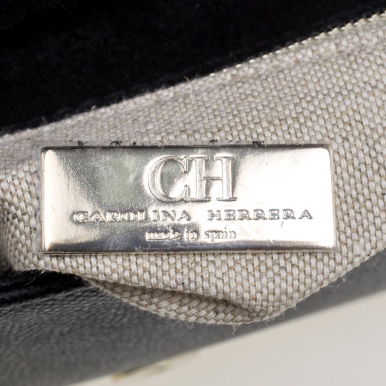 Pre Owned Carolina Herrera Black Leather Flap Shoulder Bag