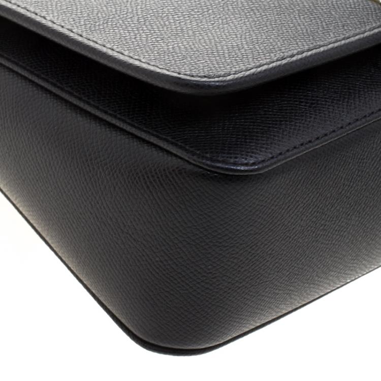 Pre Owned Carolina Herrera Black Leather Flap Shoulder Bag