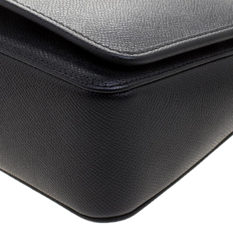 Pre Owned Carolina Herrera Black Leather Flap Shoulder Bag