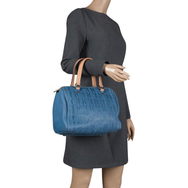 مملوكة مسبقًا Carolina Herrera Blue Leather Andy Boston Bag
