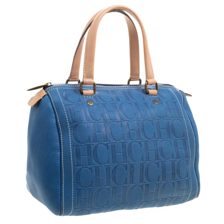 مملوكة مسبقًا Carolina Herrera Blue Leather Andy Boston Bag