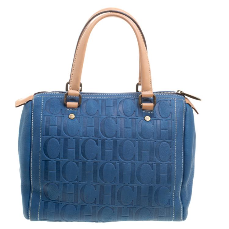 مملوكة مسبقًا Carolina Herrera Blue Leather Andy Boston Bag