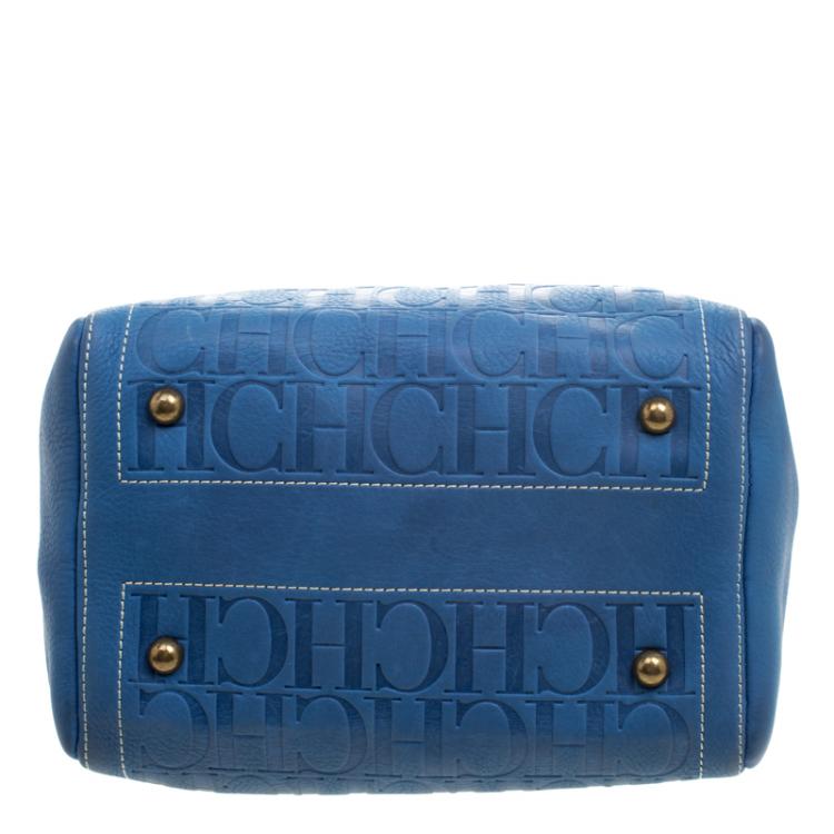 مملوكة مسبقًا Carolina Herrera Blue Leather Andy Boston Bag