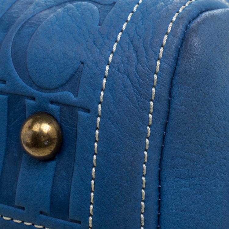 مملوكة مسبقًا Carolina Herrera Blue Leather Andy Boston Bag