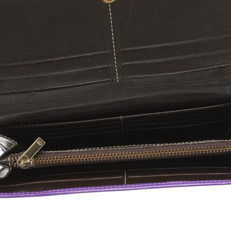 Pre Owned Carolina Herrera Purple Leather Continental Wallet