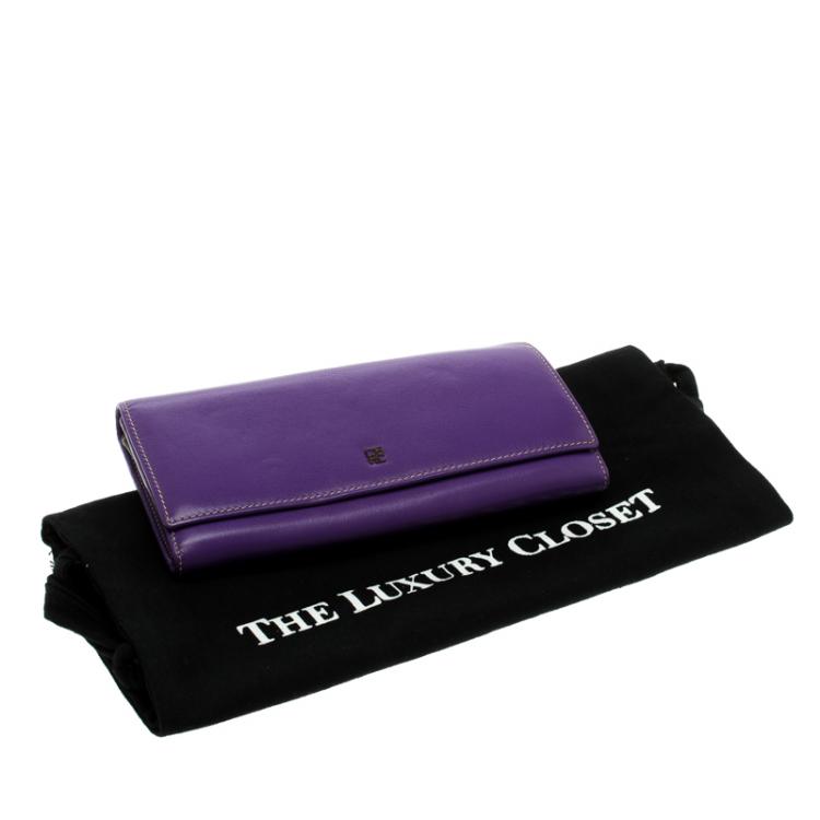 Pre Owned Carolina Herrera Purple Leather Continental Wallet