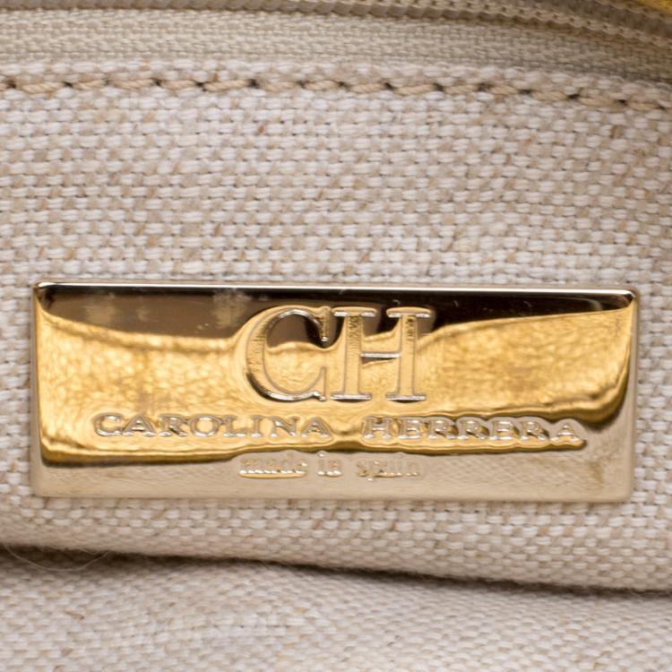 Pre Owned Carolina Herrera Gold Leather Envelope Clutch